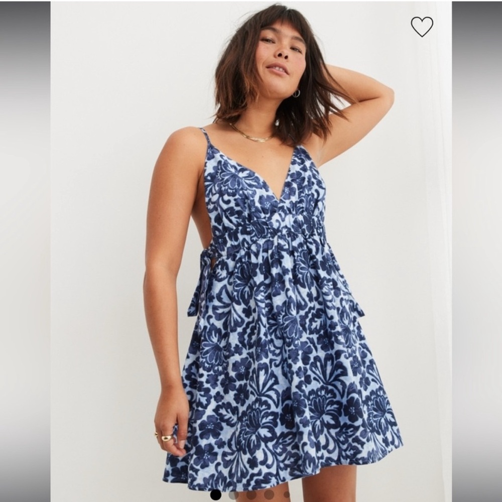 Aerie Linen Blend Side Tie Mini Dress